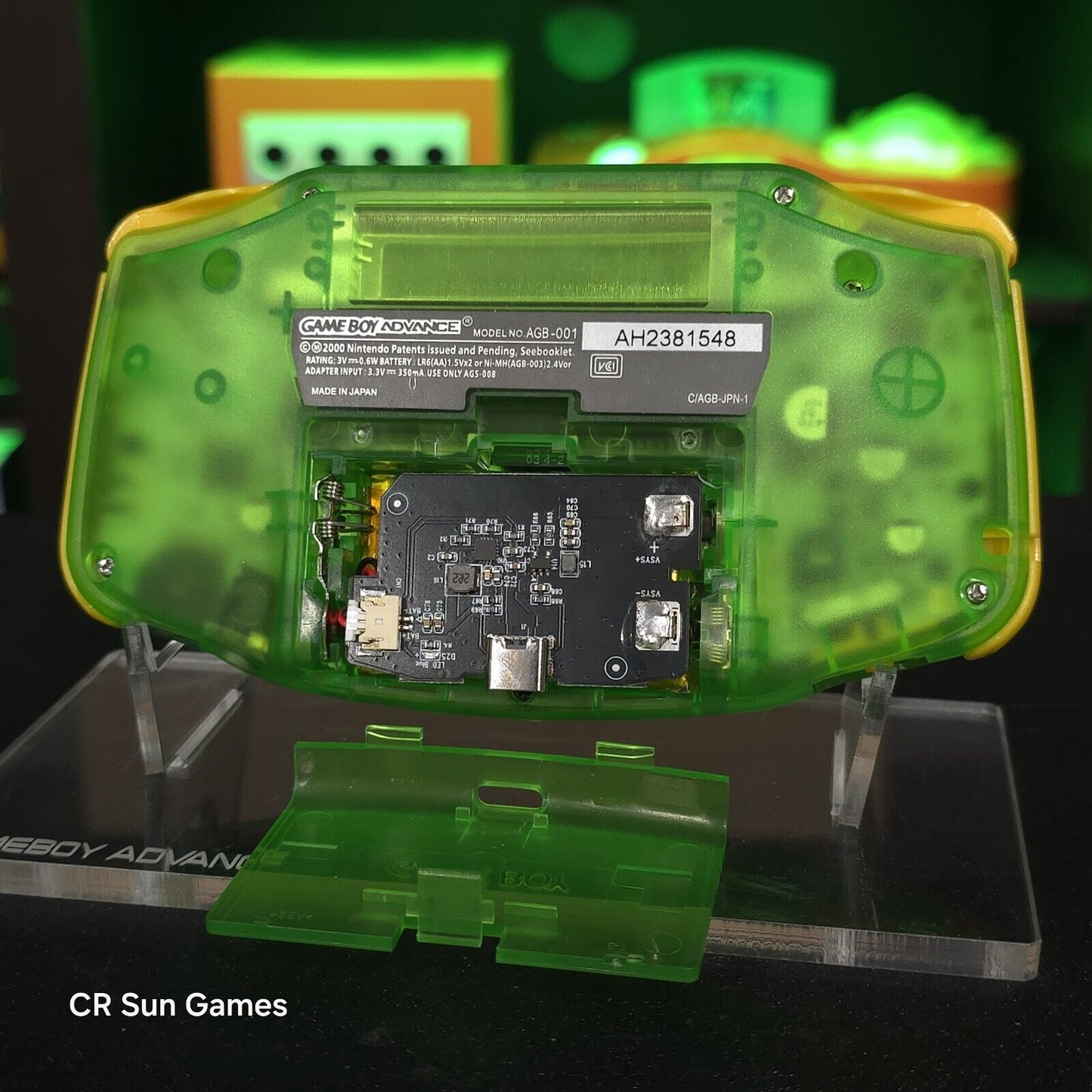 Link Zelda Green Game Boy Advance GBA iPS LCD USBC 1800 mAh Rechargeable Battery