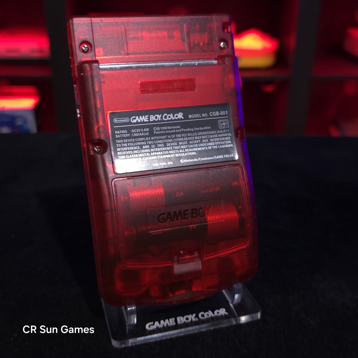 Clear Red Gameboy Color Console OLED Touch Screen GBC Game Boy