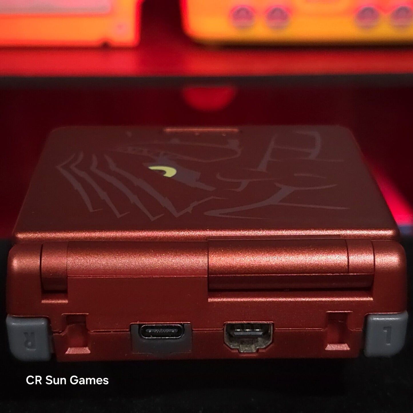 Red Nintendo Game Boy Advance GBA SP IPS V2 And USB-C Mod- Groudon