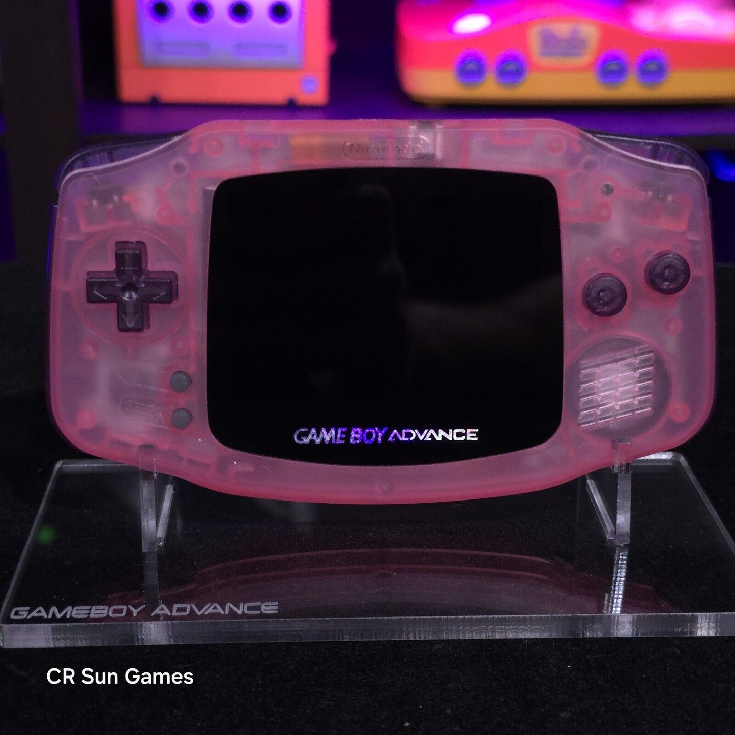 Clear Pink Game Boy Advance GBA iPS V5 LCD USB-C 1800 mAh Rechargeable Battery