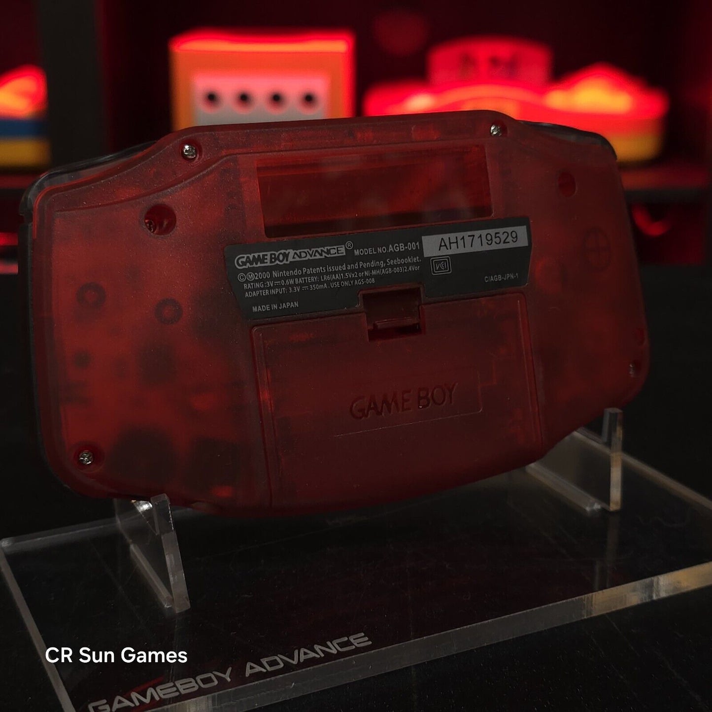 Clear Red Game Boy Advance GBA iPS V5 Backlit Mod And Red LED Mod Console