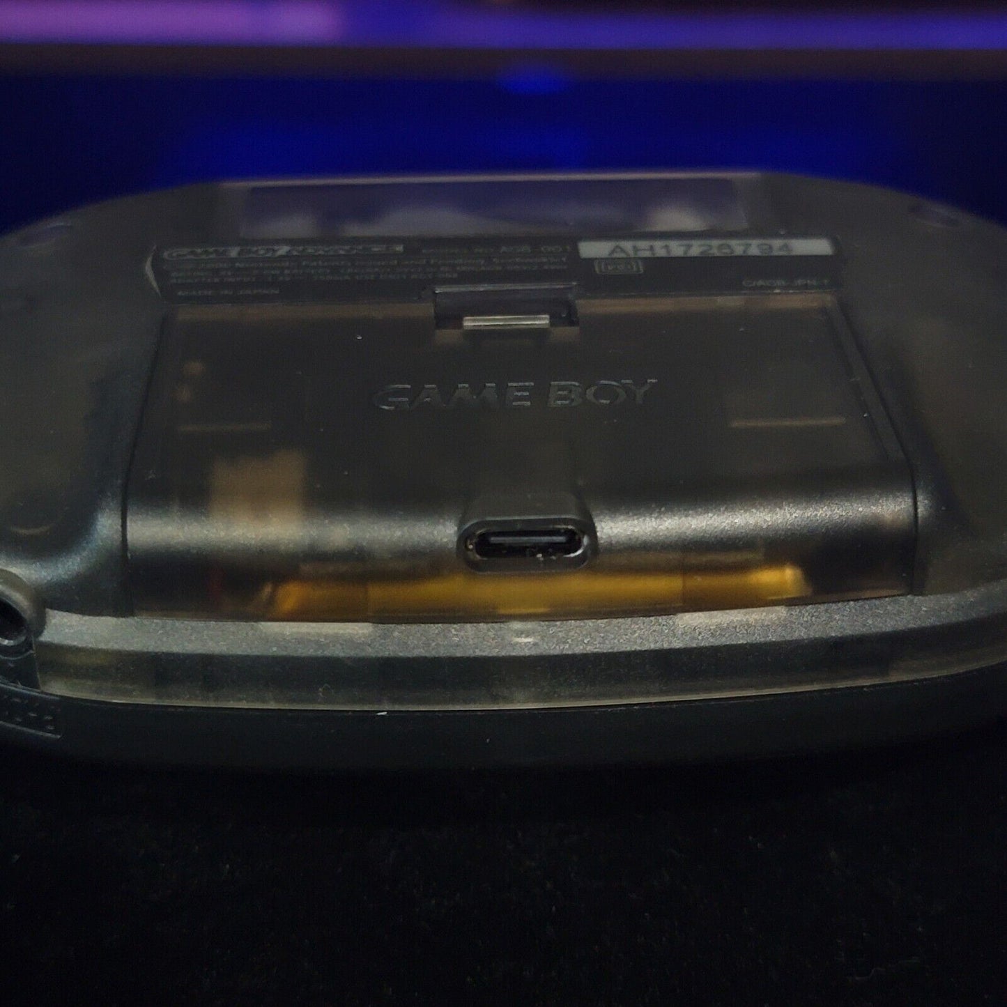 Smoke Grey Game Boy Advance GBA iPS LCD USB-C 1800 mAh Rechargeable Battery