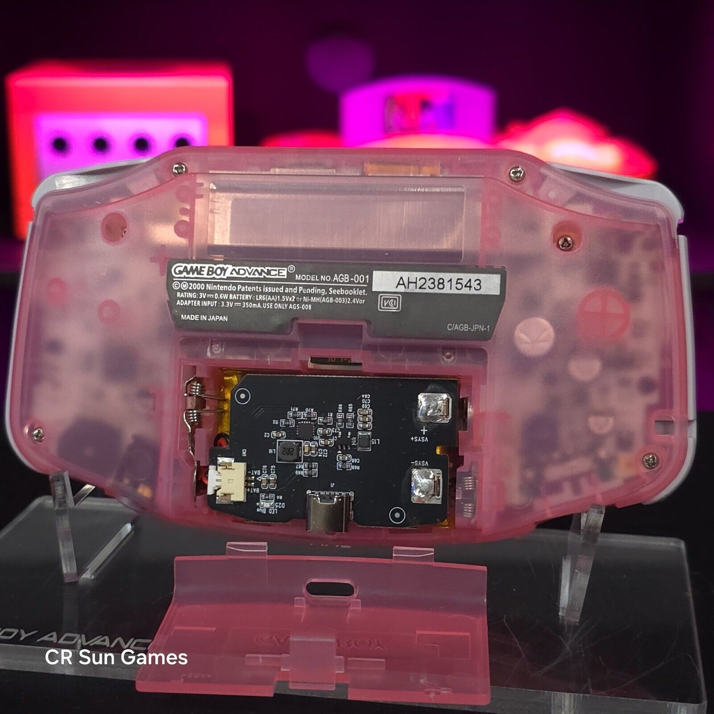 Pink Kirby Game Boy Advance GBA iPS LCD USB-C 1800 mAh Rechargeable Battery