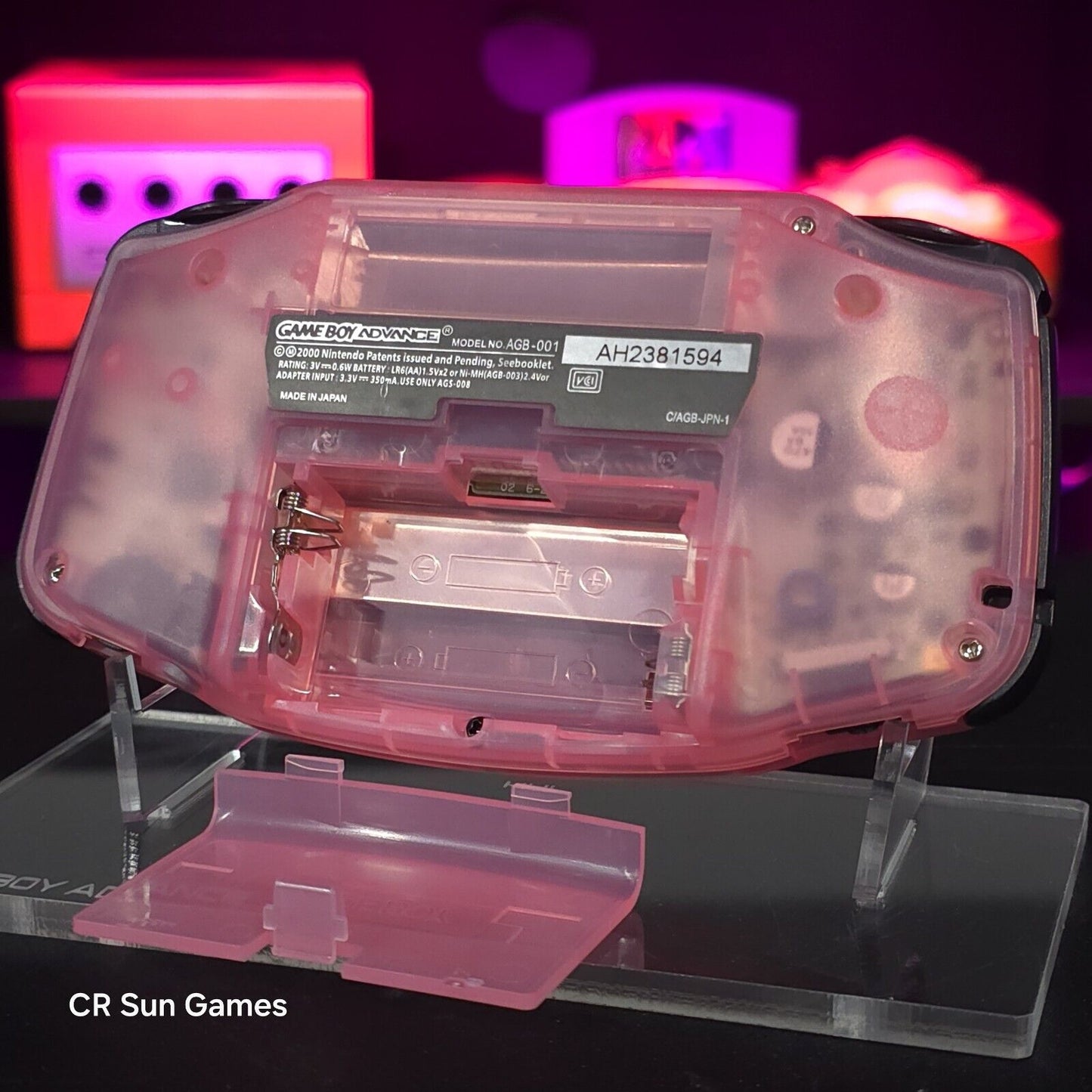 Clear Pink Kirby Game Boy Advance GBA Console with iPS V5 Backlit LCD MOD