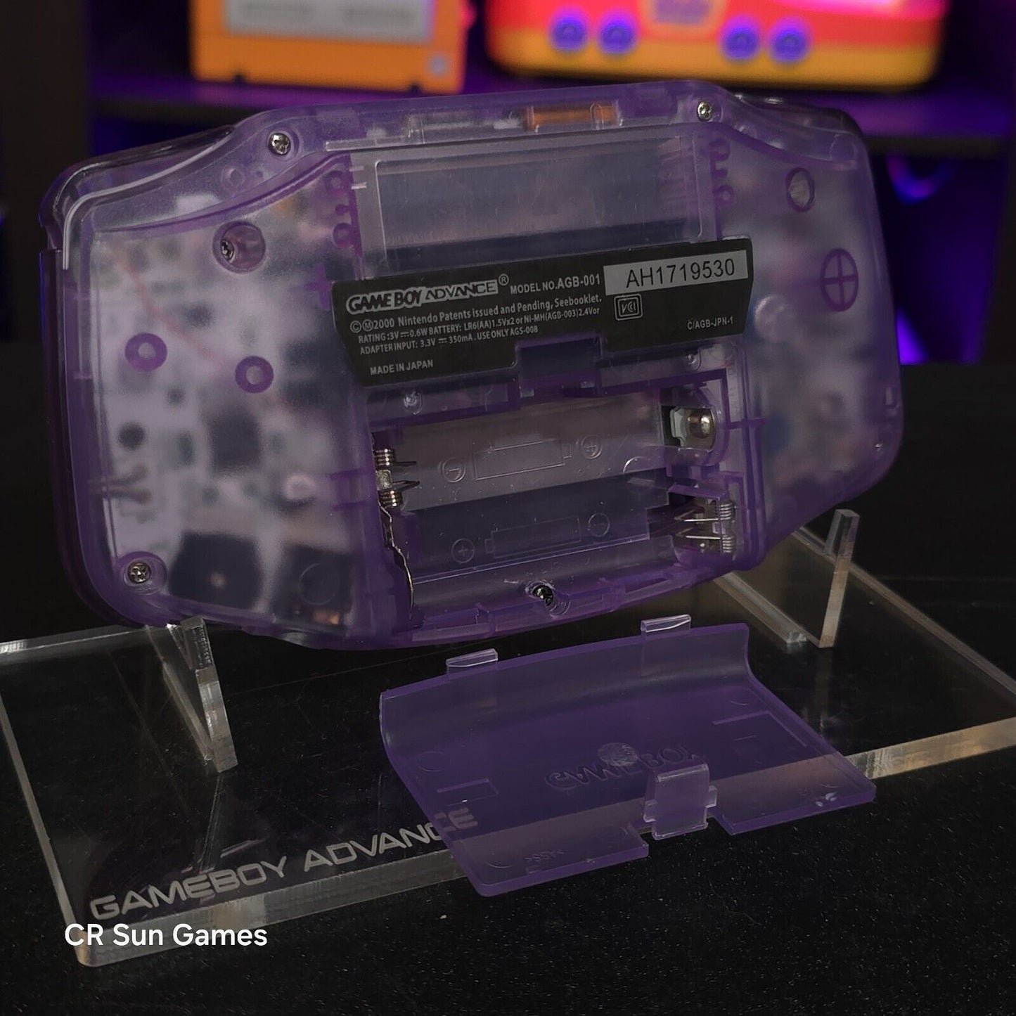 Gengar Purple Game Boy Advance GBA iPS V5 Backlit Mod & Purple LED Mod Console