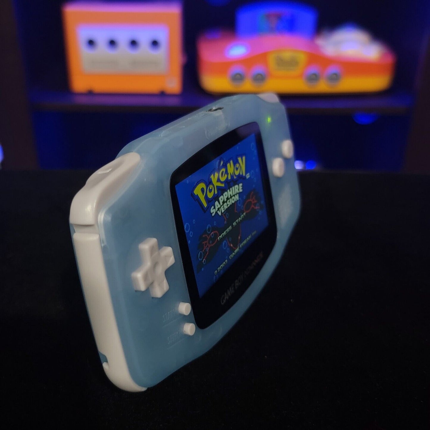 Glacial Glow In The Dark GameBoy Advance GBA Console with iPS Backlight LCD MOD
