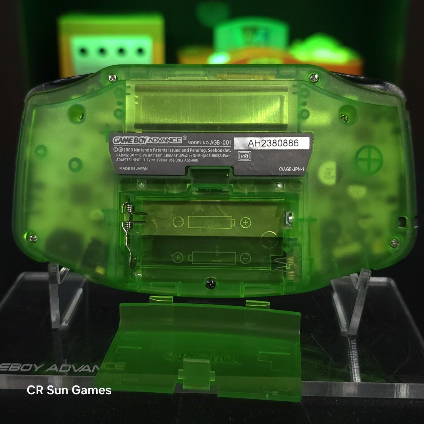 Link Zelda Clear Green Game Boy Advance GBA Console with iPS V5 Backlit LCD MOD