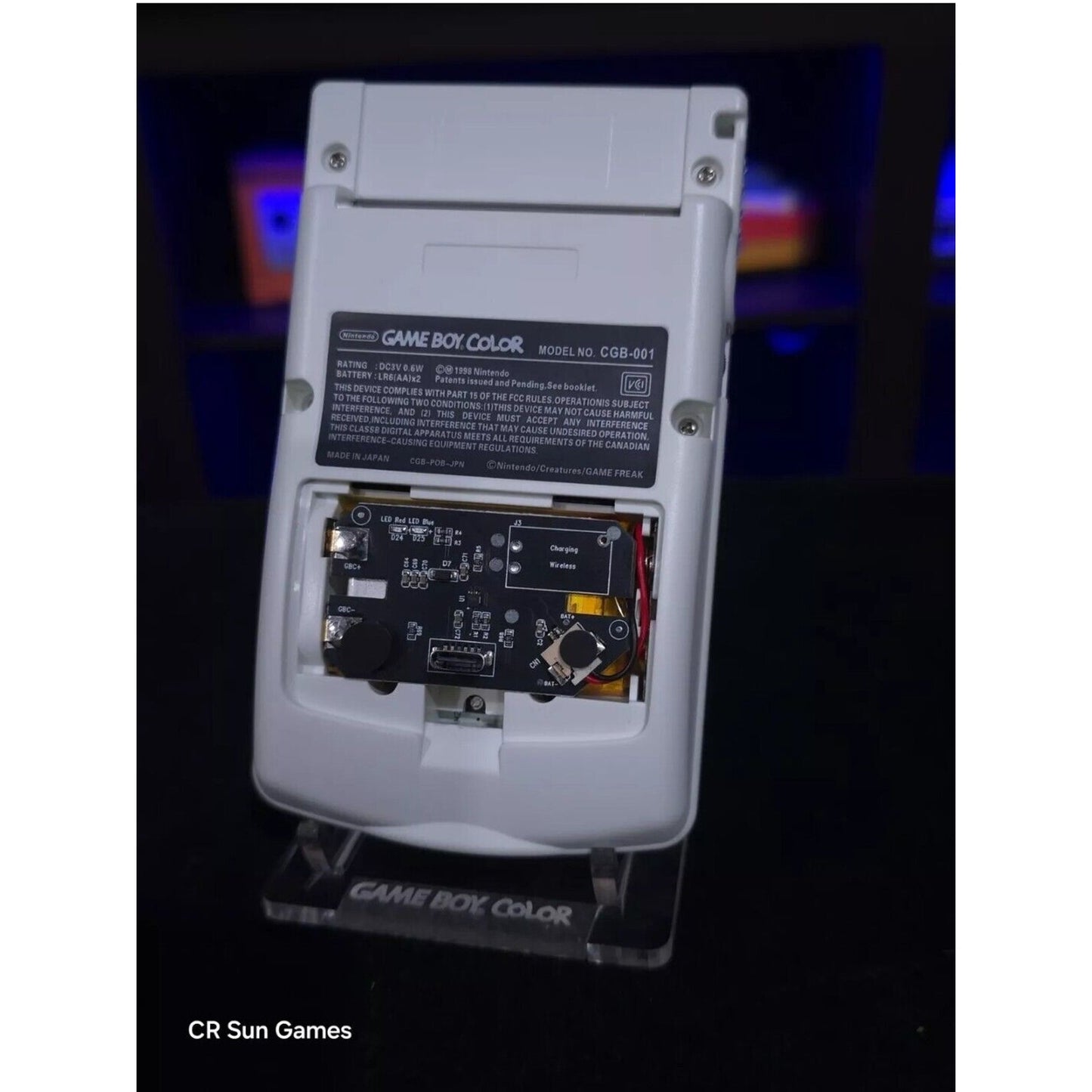 White Gameboy Color Console OLED Touch Screen And USB-C Rechargeable Battery