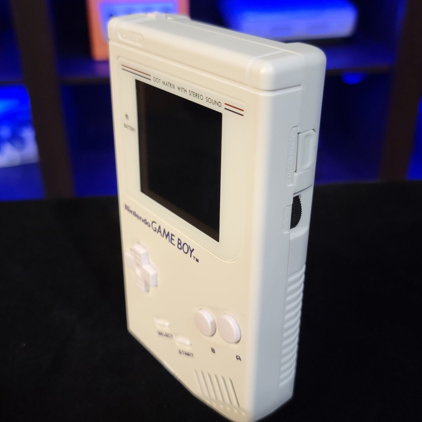 White Nintendo Classic Game Boy DMG With Upgraded Backlit IPS LCD Screen