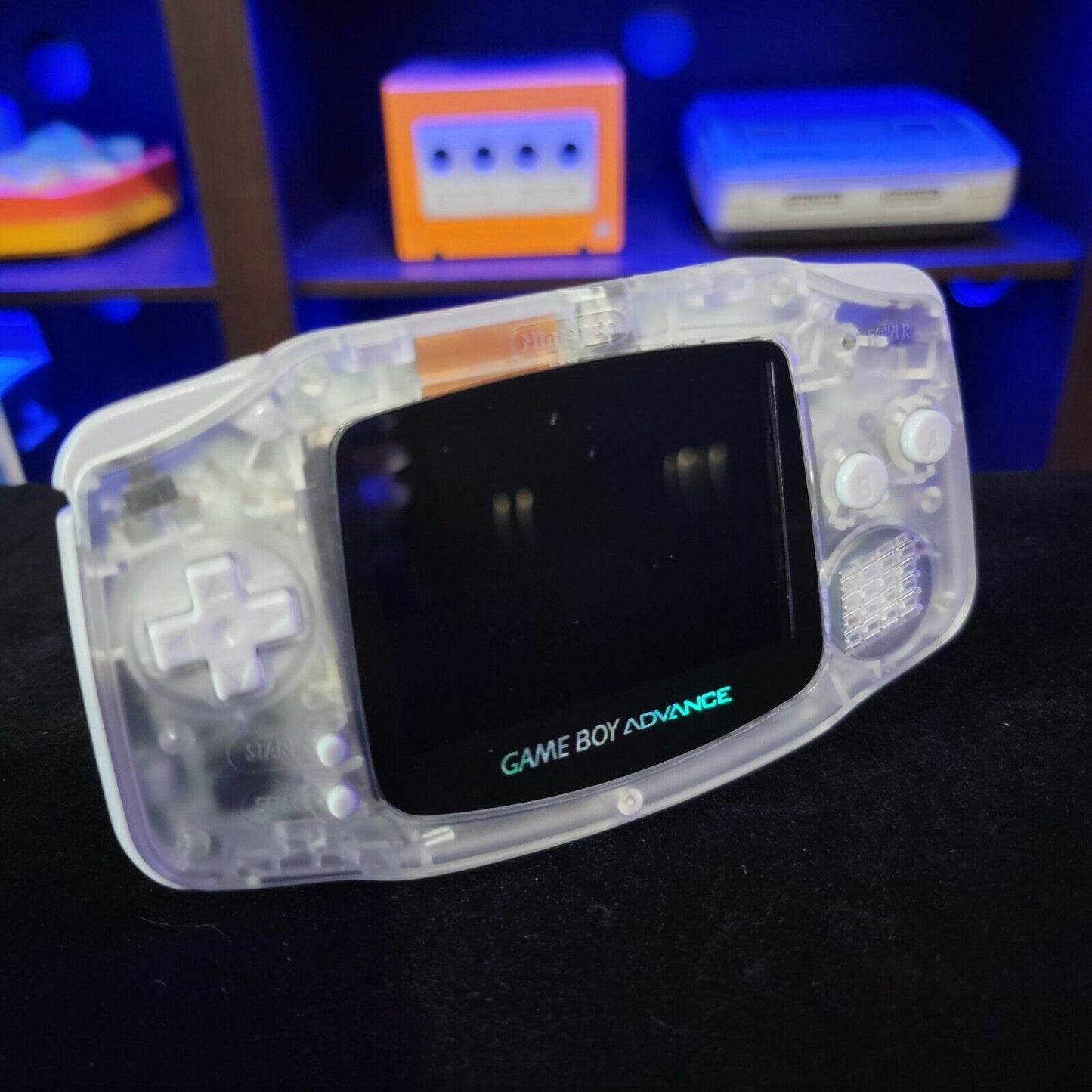 Clear GameBoy Advance GBA Console with iPS V2 Backlight Backlit LCD MOD