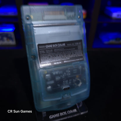 Glow In The Dark Blue Gameboy Color Console OLED Touch & USB-C Recharge Battery
