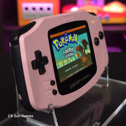 Pink And Black Game Boy Advance GBA Console with iPS V5 Backlit LCD MOD
