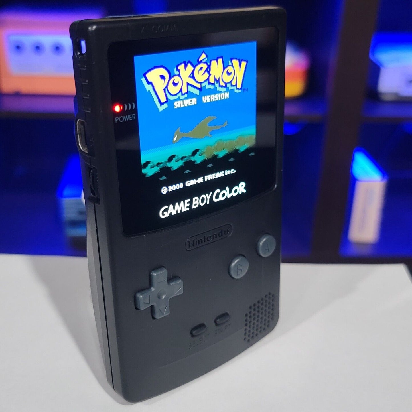 Black Gameboy Color Console OLED Touch Screen And USB-C Rechargeable Battery Mod