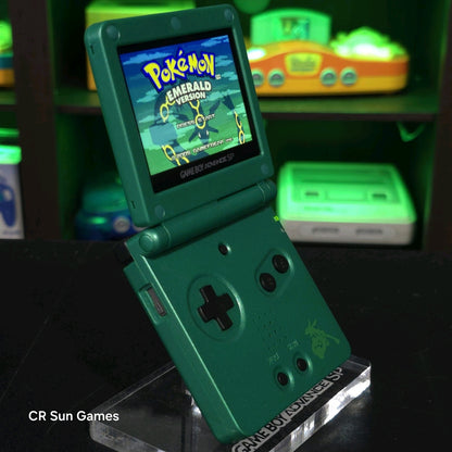 Green Nintendo Game Boy Advance GBA SP IPS V2 and Usb-C MOD - Rayquaza