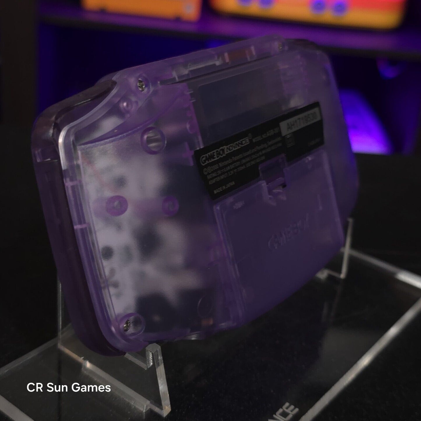 Gengar Purple Game Boy Advance GBA iPS V5 Backlit Mod & Purple LED Mod Console