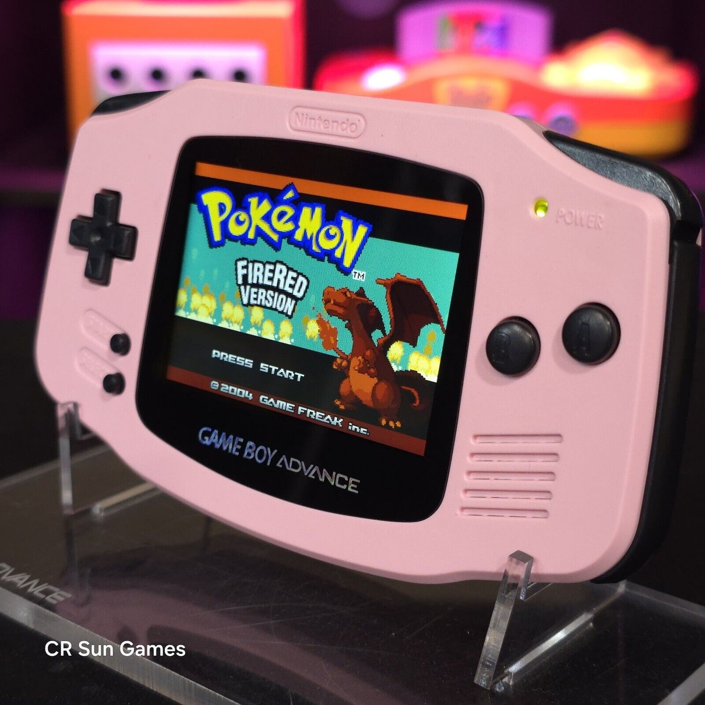 Pink And Black Game Boy Advance GBA Console with iPS V5 Backlit LCD MOD