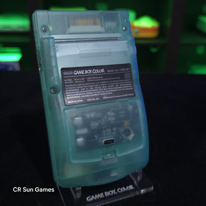 Glow In The Dark Blue Gameboy Color Console OLED Touch & USB-C Recharge Battery