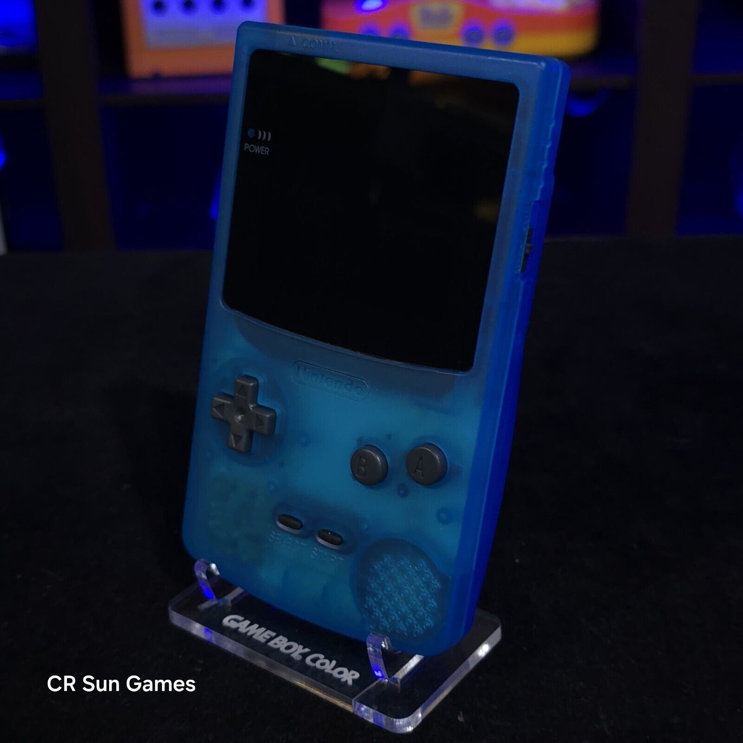 Clear Blue Gameboy Color Console OLED Touch Screen & USB-C Rechargeable Battery