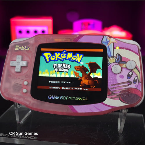 Clear Pink Kirby Game Boy Advance GBA Console with iPS V5 Backlit LCD MOD