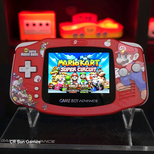 Mario Red Game Boy Advance GBA iPS LCD USB-C 1800 mAh Rechargeable Battery