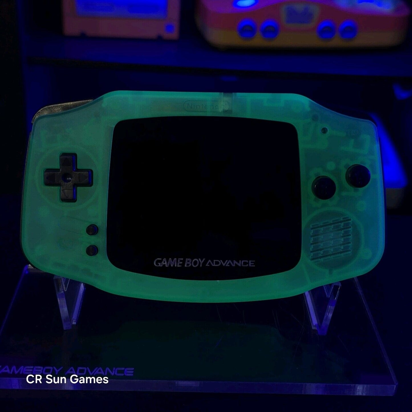 Clear Teal Glow Game Boy Advance GBA iPS LCD USB-C 1800 mAh Rechargeable Battery
