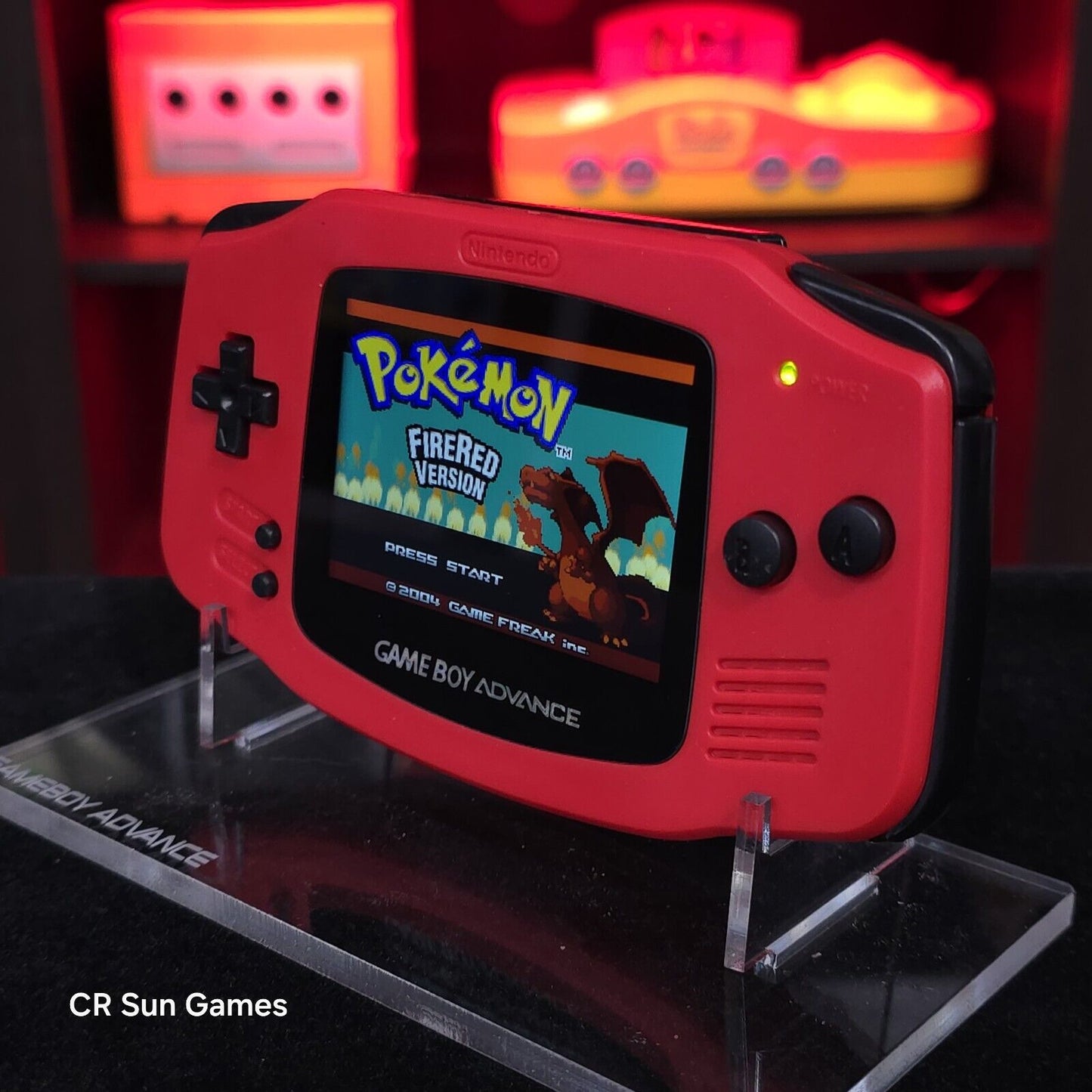 Red Game Boy Advance GBA Console with iPS V5 Backlight Backlit LCD MOD Console