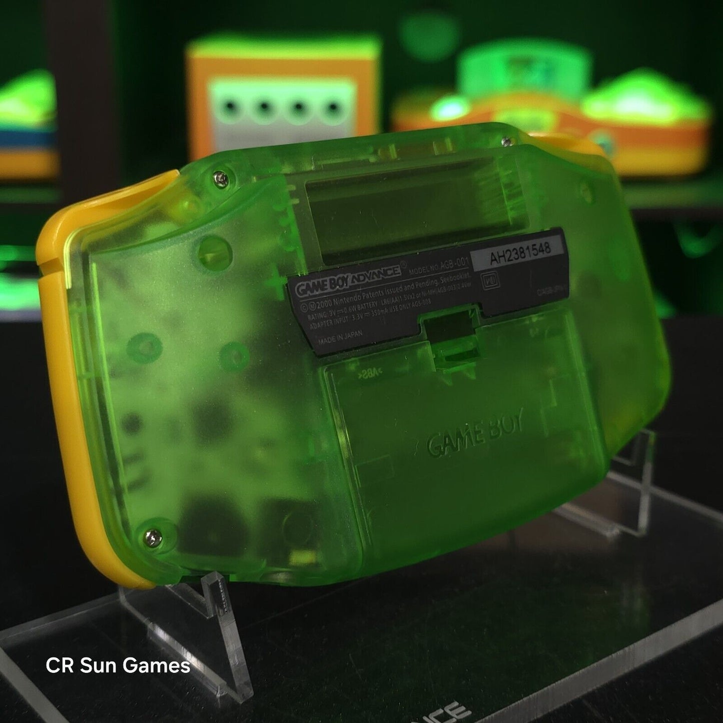 Link Zelda Clear Green Game Boy Advance GBA Console with iPS V5 Backlit LCD MOD