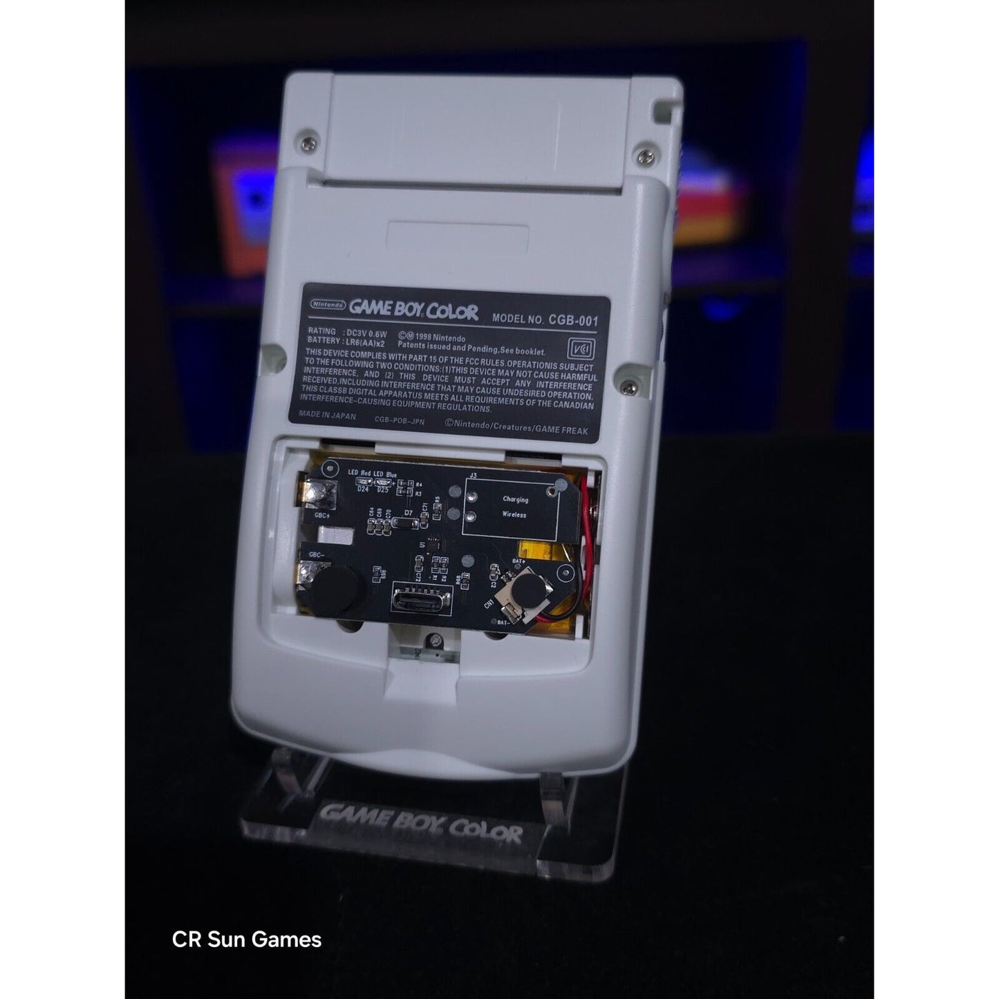 White Gameboy Color IPS Console Backlit LCD Screen 1800 mAh Rechargable battery