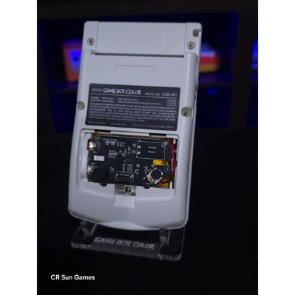 White Gameboy Color IPS Console Backlit LCD Screen 1800 mAh Rechargable battery
