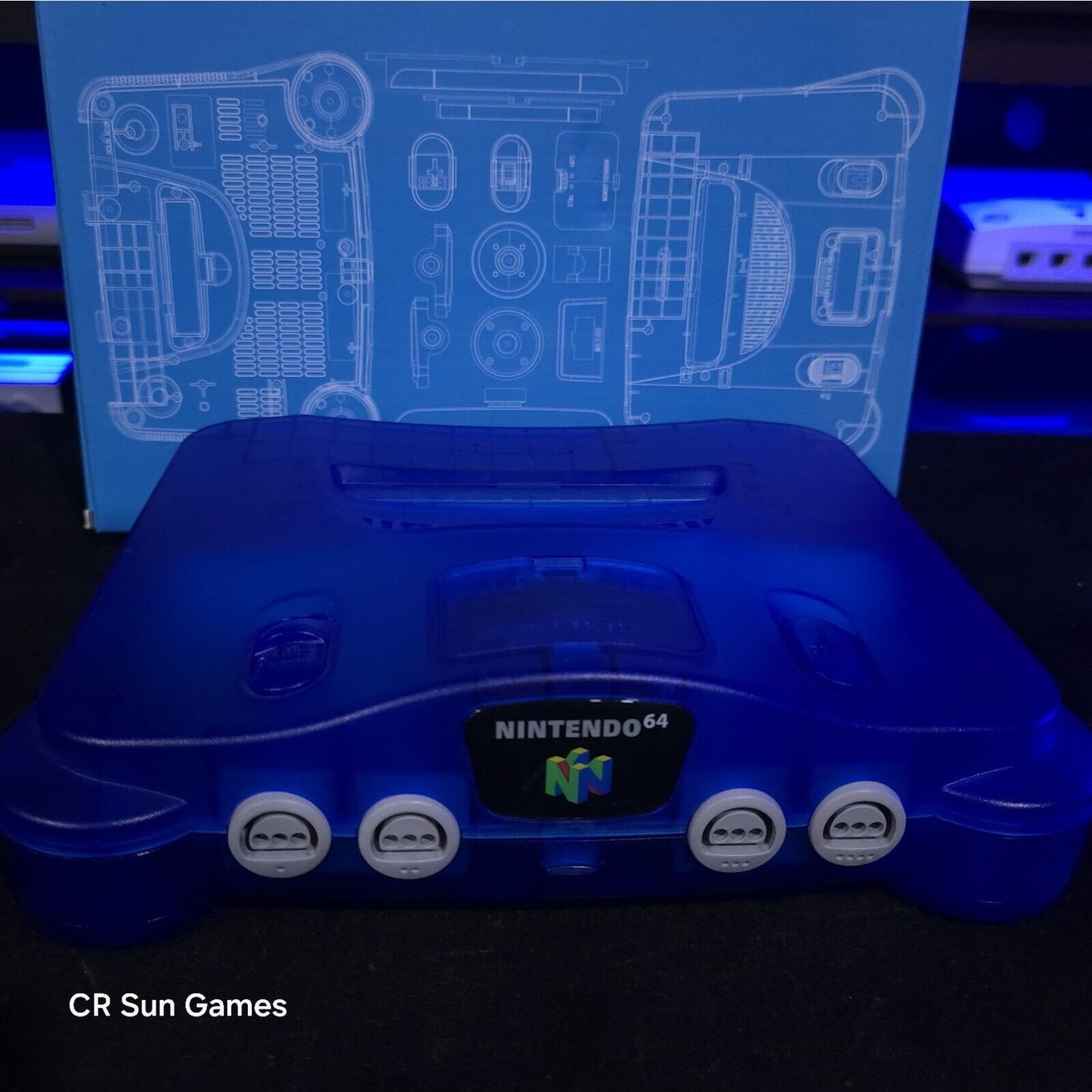 NEW Shell Nintendo 64 N64 Limited Clear Blue Custom Console Funtastic