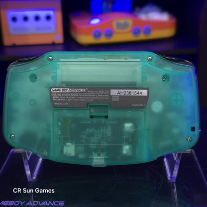 Clear Teal Glow Game Boy Advance GBA iPS LCD USB-C 1800 mAh Rechargeable Battery