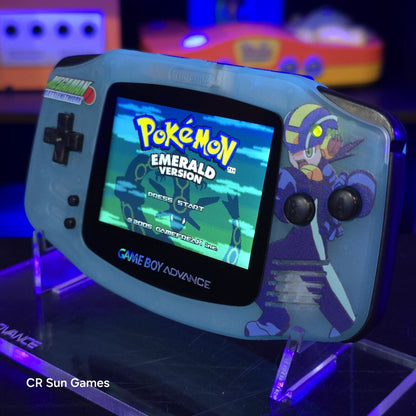 Megaman Blue Game Boy Advance GBA Console with iPS V5 Backlight Backlit LCD MOD