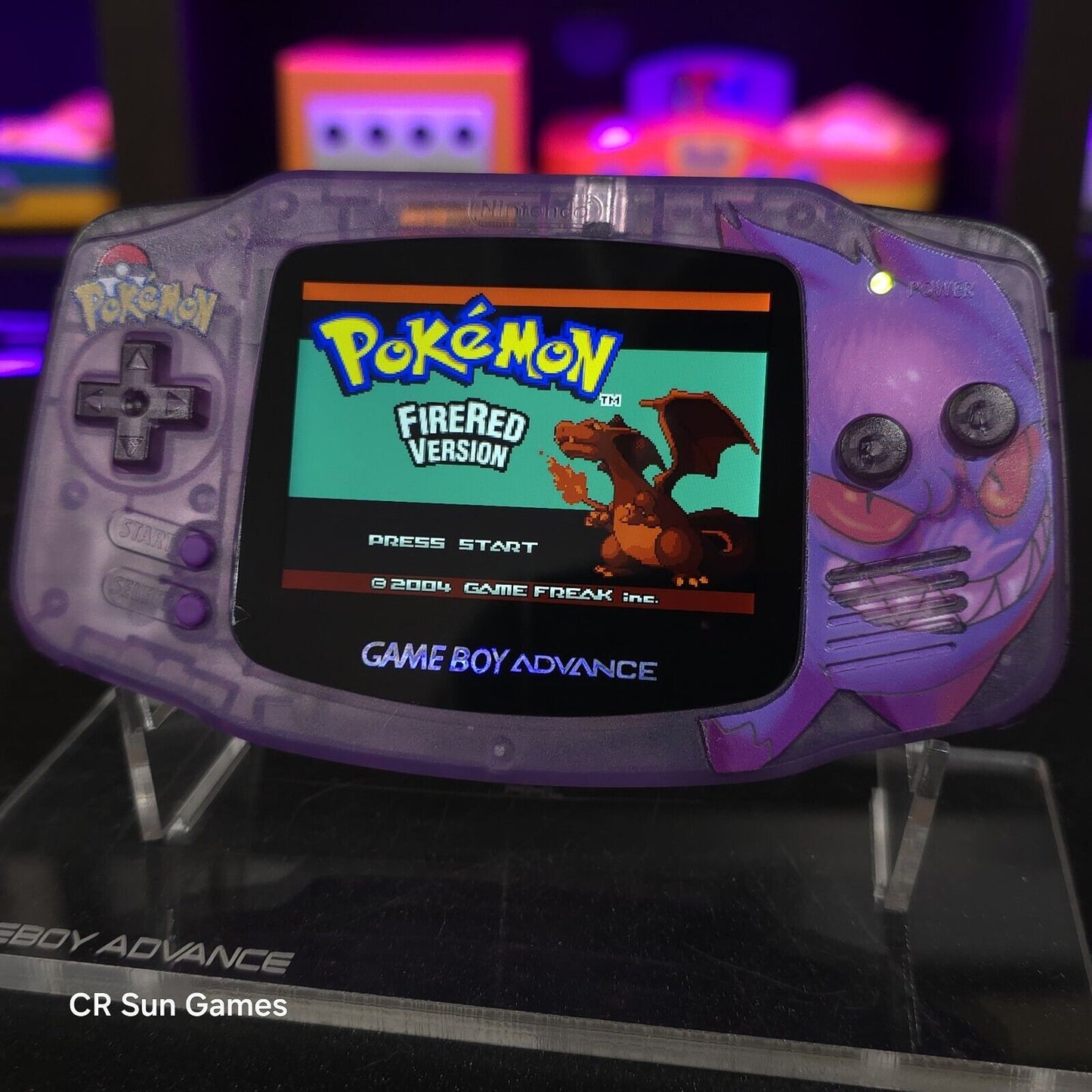 Gengar Purple Game Boy Advance GBA iPS V5 Backlit Mod & Purple LED Mod Console