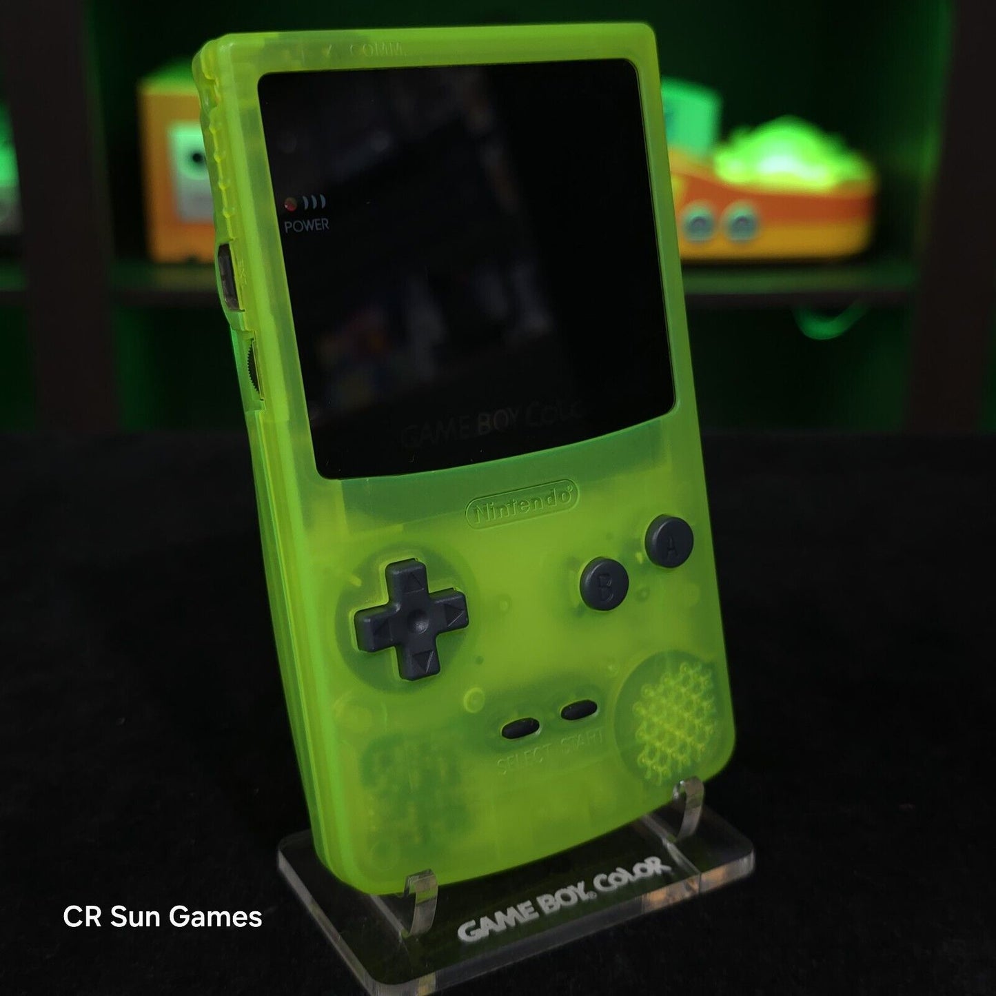 Green Glow In The Dark Gameboy Color Console OLED Touch Screen GBC Game Boy