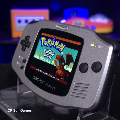 Silver Game Boy Advance GBA Console with iPS V5 Backlight Backlit LCD MOD