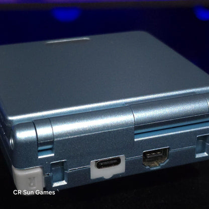 Pearl Blue Nintendo Game Boy Advance GBA SP IPS V2 And USB-C Mod