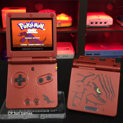 Red Nintendo Game Boy Advance GBA SP IPS MOD Adjustable Brightness - Groudon