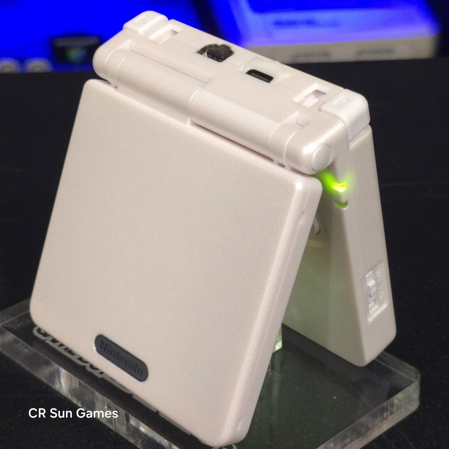 White on White Nintendo Game Boy Advance GBA SP IPS Screen And USB-C Mod