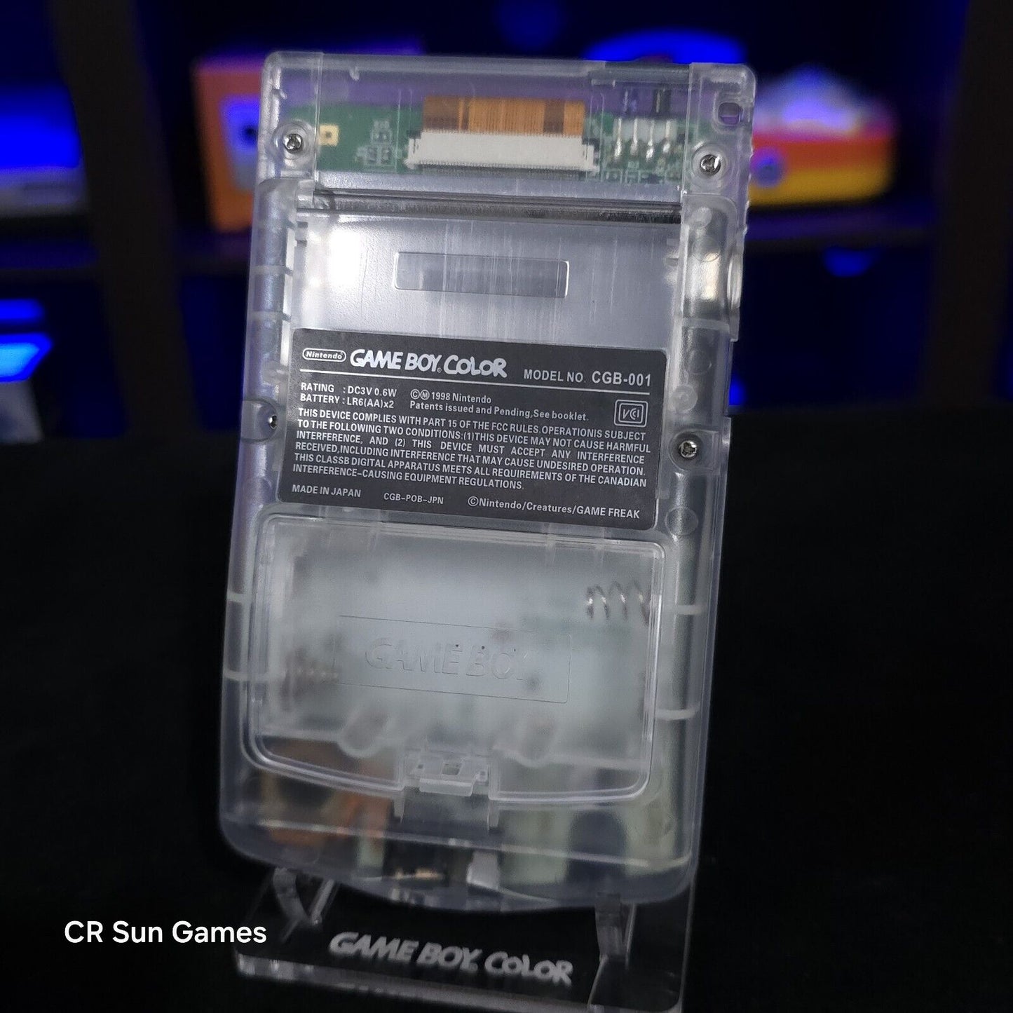 Clear Gameboy Color Console OLED Touch Screen GBC Game Boy