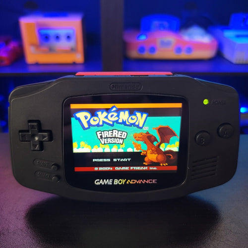 Black Game Boy Advance GBA Console iPS Backlit LCD USB-C Rechargeable Battery