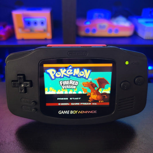 Black Game Boy Advance GBA Console iPS Backlit LCD USB-C Rechargeable Battery