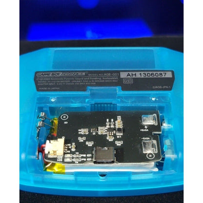 Clear Blue Game Boy Advance GBA iPS LCD USB-C 1800 mAh Rechargeable Battery