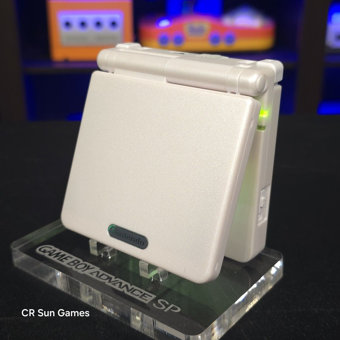White on White Nintendo Game Boy Advance GBA SP IPS Screen And USB-C Mod