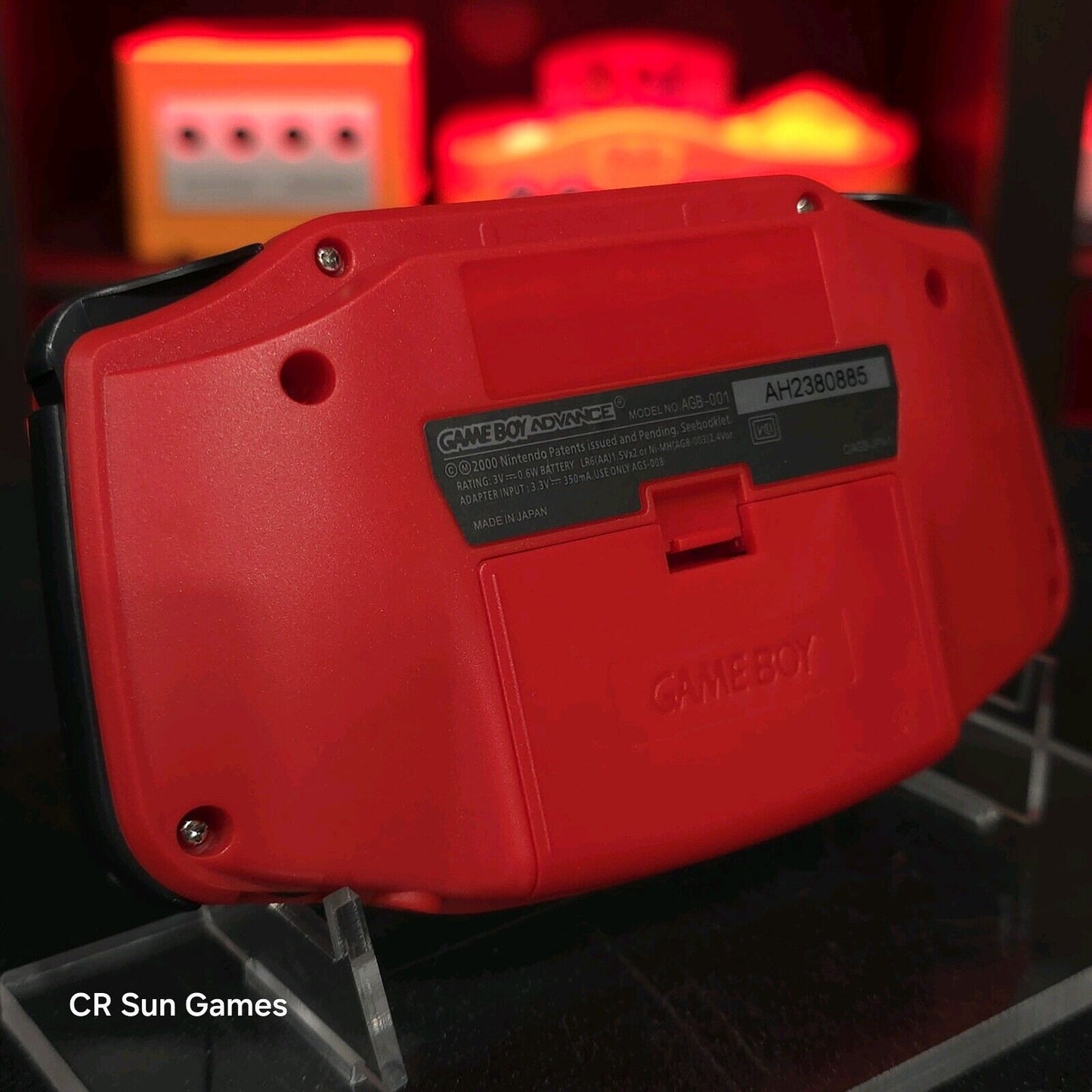 Mario Red Game Boy Advance GBA Console with iPS V5 Backlight Backlit LCD MOD