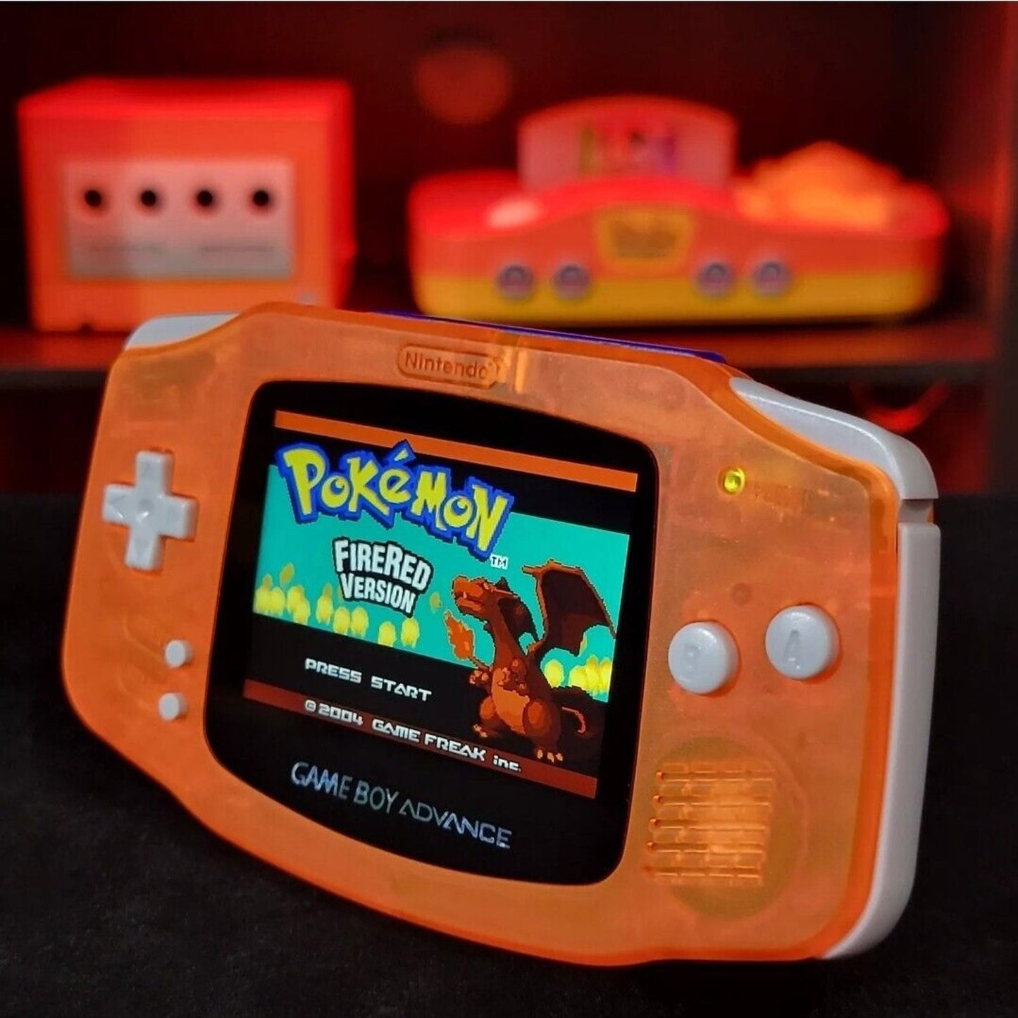 Clear Orange Game Boy Advance GBA iPS LCD USB-C 1800 mAh Rechargeable Battery