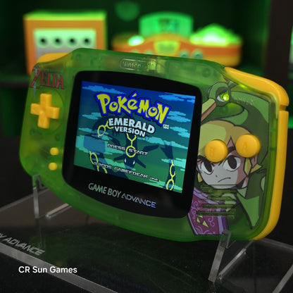Link Zelda Green Game Boy Advance GBA iPS LCD USBC 1800 mAh Rechargeable Battery