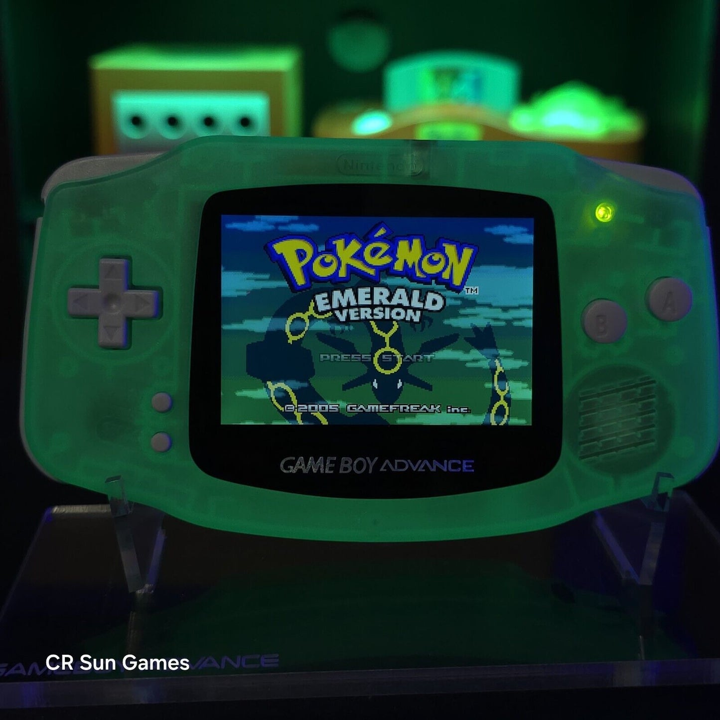 Clear Teal Glow Game Boy Advance GBA iPS LCD USB-C 1800 mAh Rechargeable Battery