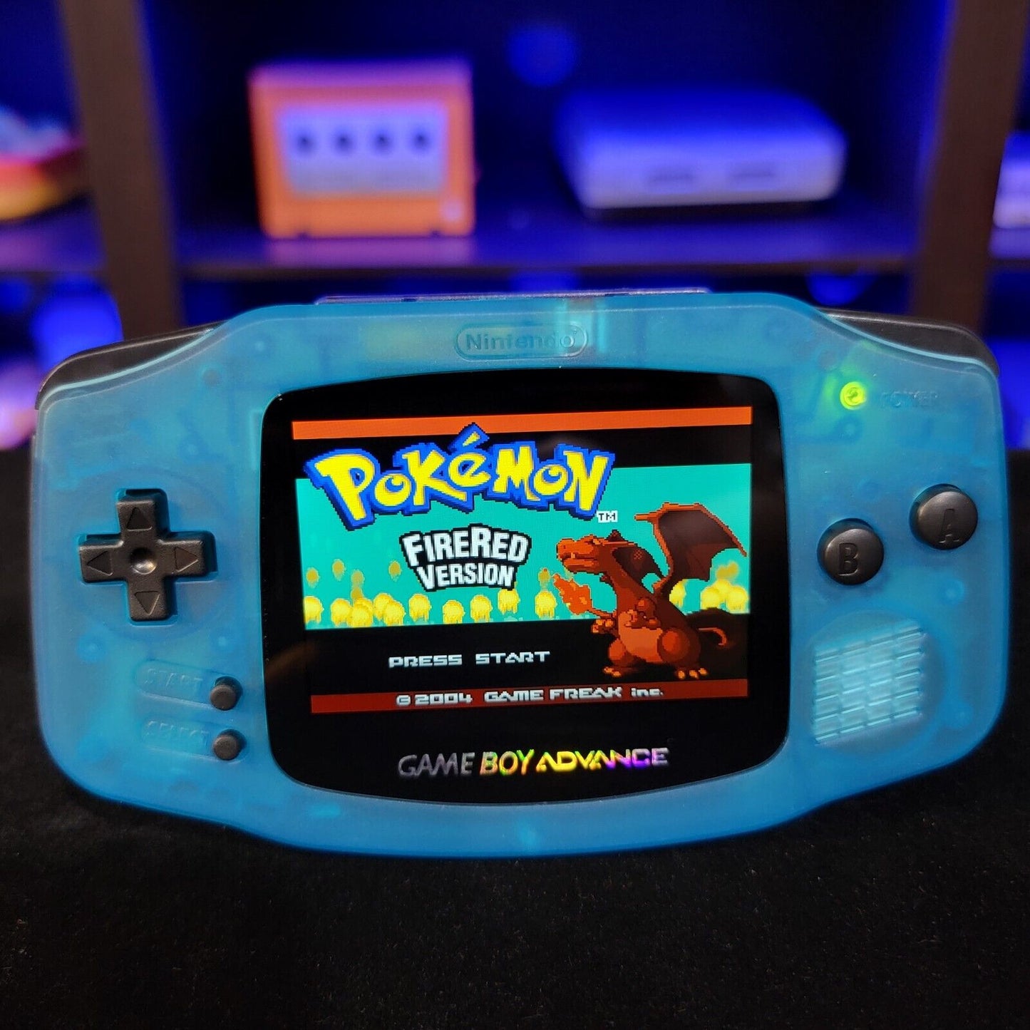 Blue Game Boy Advance GBA Console with iPS Backlight Backlit LCD MOD Console