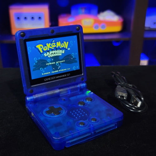 Clear BlueNintendo Game Boy Advance GBA SP IPS MOD Adjustable Brightness