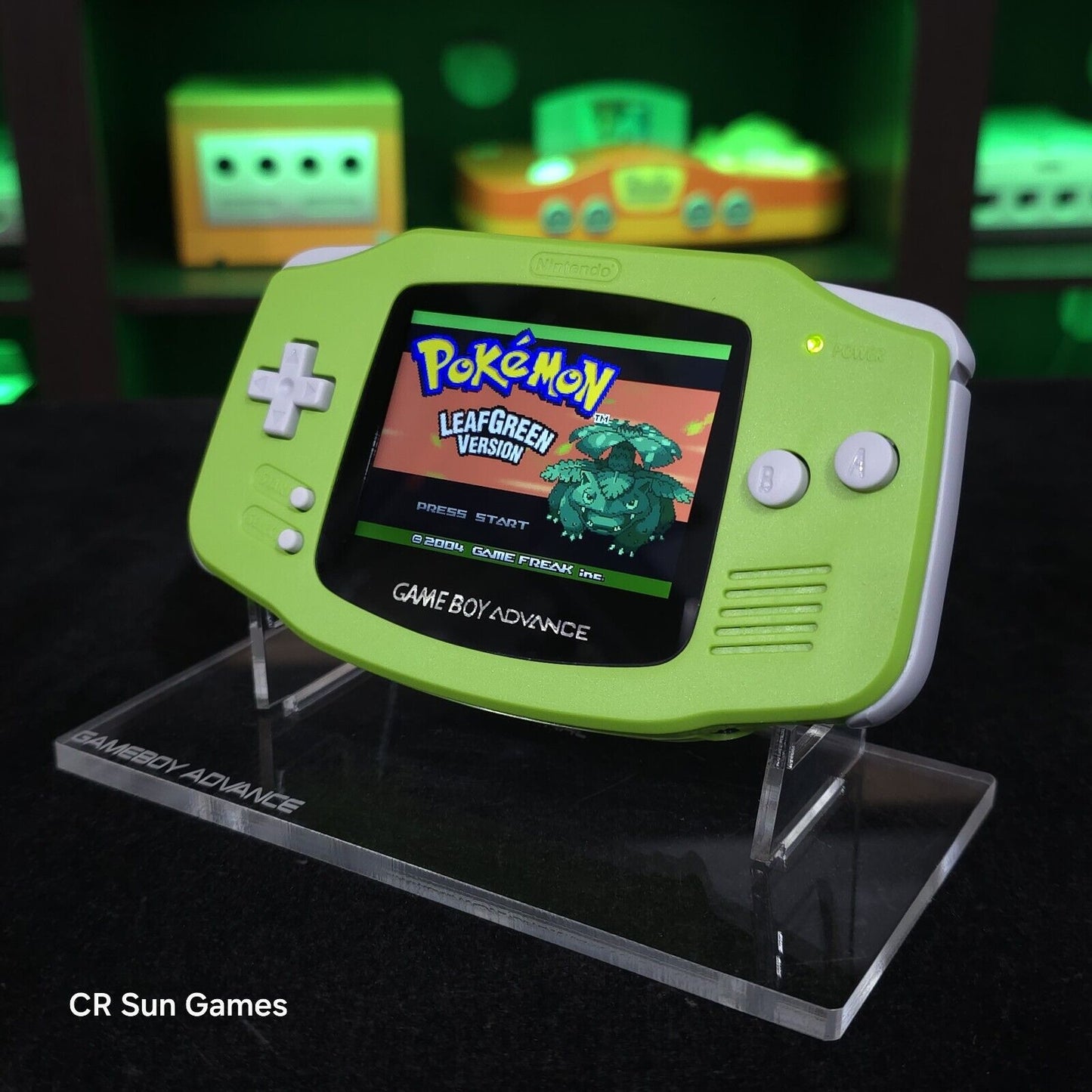 Green Game Boy Advance GBA Console with iPS V5 Backlight Backlit LCD MOD Console